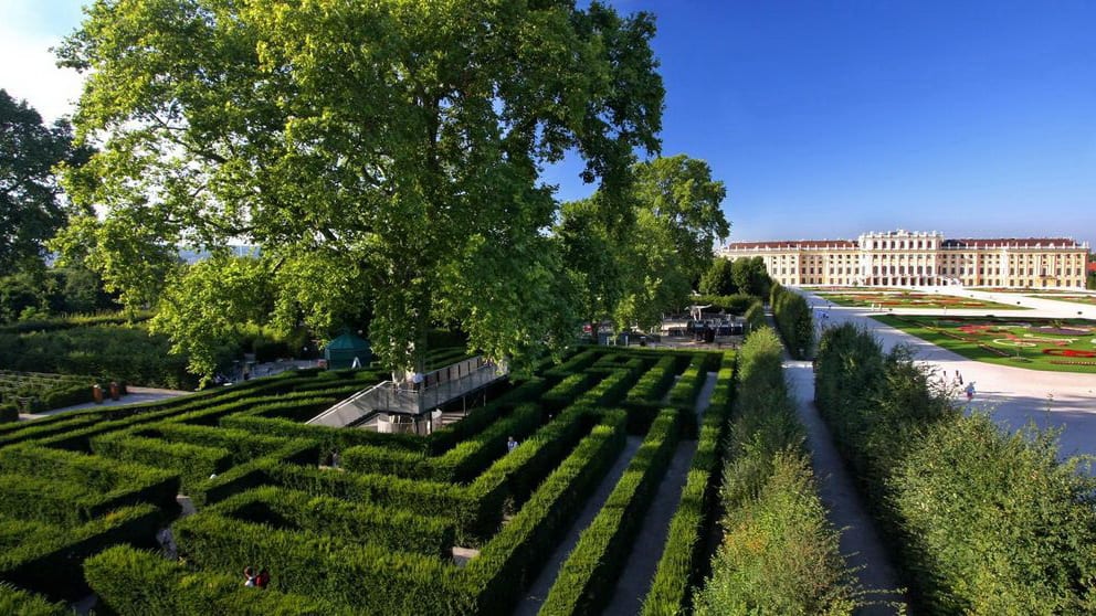 Labyrint vid Schloss Schönbrunn Wien Österrike