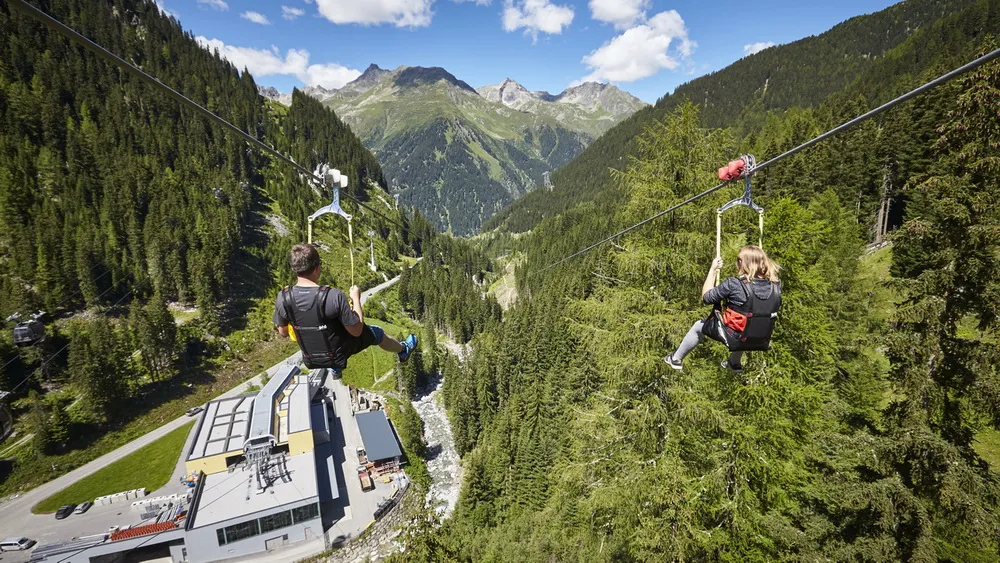 Skyfly i Ischgl Ischgl Paznaun Tirol Semester i Österrike