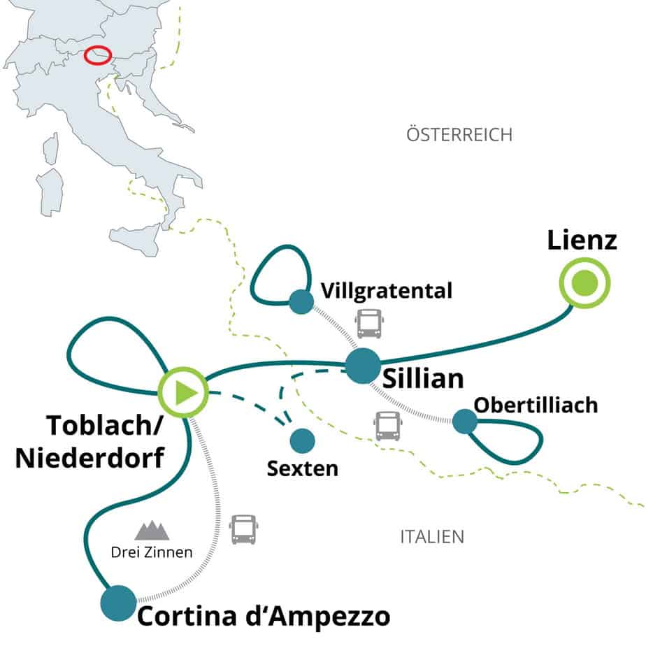 Längdskidåkning Karta Cortina Lienz