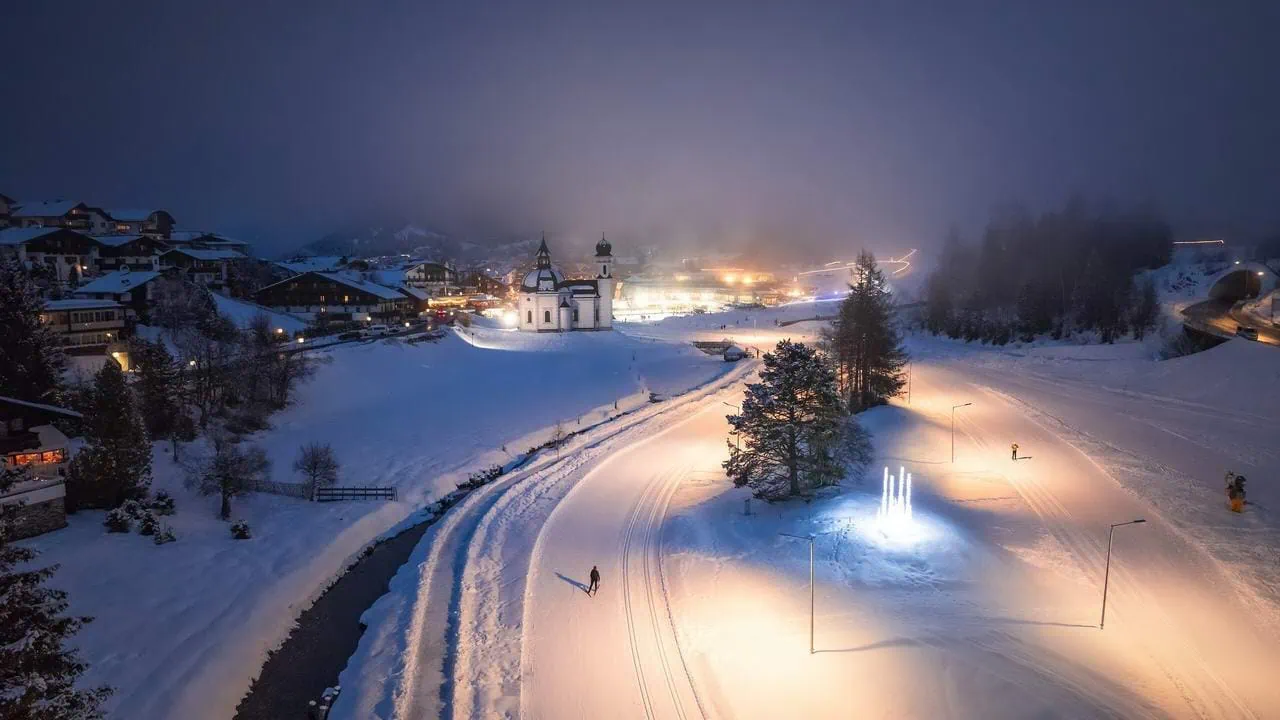 Kvällstur på längdskidor i Seefeld
